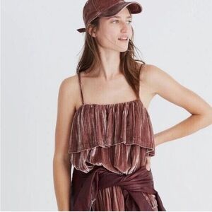 Madewell Pink Tiered Ruffled Camisole